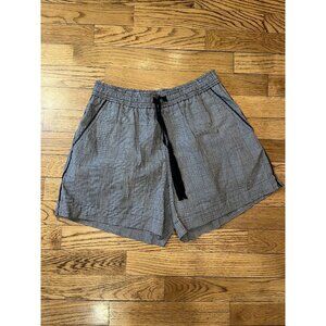 NWT Svilu Womens Size 2 Organic Cotton Drawstring Shorts Checker Gray MSRP $225